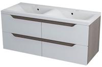 Sapho Wave II Badkamermeubel marmer/MDF 120 cm wit/houtnerf grijs