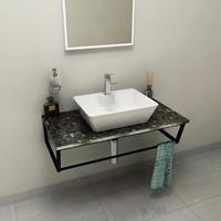 Sapho SKA Grigio Carnico badmeubel met marmer en frame 90 mat zwart
