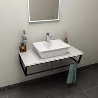 Sapho SKA Calacatta badmeubel met marmer en frame 90 mat zwart
