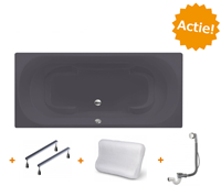 Xenz Beterbad  Kanaga duobad 190x90 cm mat antraciet