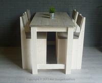 Het Steigerhouthuis Steigerhouten Bartafel met 4 Barstoelen - 140 x 100 x 100 cm