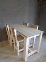 Het Steigerhouthuis Steigerhouten Bartafel Extra met 4 barkrukken - 100 x 100 x 100 cm