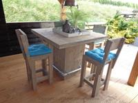 Het Steigerhouthuis Steigerhouten Bartafel Blok Steigerbuis met 4 barstoelen - 60 x 60 x 110 cm