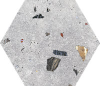 Codicer Sonar Silver hexagon terrazzo vloertegel 25x22 grijs