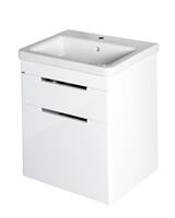 Sapho Ella wastafelmeubel 56,5x65x43cm 2x lade wit