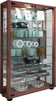 VCM Sammelvitrine Standvitrine Glasvitrine Glasregal Vitrine Glas Schaukasten Lumo Mini Spiegel braun