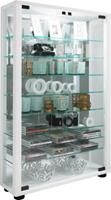 VCM Sammelvitrine Standvitrine Glasvitrine Glasregal Vitrine Glas Schaukasten Lumo Mini Spiegel weiß