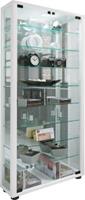 VCM Sammelvitrine Standvitrine Glasvitrine Glasregal Vitrine Glas Schaukasten Lumo Maxi Spiegel weiß