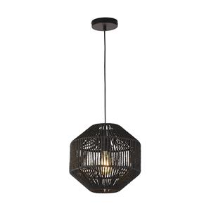 searchlight Suchscheinwerfer Wicker 1 Light Pendant, Black Wicker