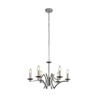 Searchlight 6-lichts kroonluchter Ascot grijs met chroom 41312-6CC