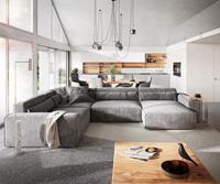 DELIFE Wohnlandschaft Sirpio XL 360x260 cm Mikrofaser Taupe Kedernaht