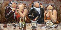 Wanddecoratie metaal Dikke dames diner