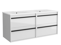 Muebles Resh badkamermeubel wit hoogglans 120cm met witte wastafel zonder kraangaten