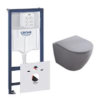 Grohe Rapid toiletset met Saniclear Itsie mat grijze toiletpot randloos met softclose zitting