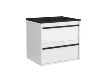 Muebles Resh badkamermeubel wit hoogglans 60cm met zwarte wastafel zonder kraangat