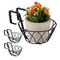 RELAXDAYS Blumentopfhalter Balkon, 3er Set, Metall, verstellbar, Blumentopfhalterung zum EinhÃngen, HD 11x25 cm, schwarz