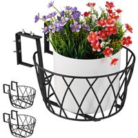 RELAXDAYS Blumentopfhalter Balkon, 3er Set, Metall, verstellbar, Blumentopfhalterung zum EinhÃngen, HD 14x27 cm, schwarz