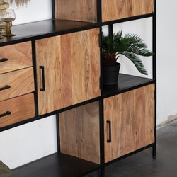 Giga Meubel Wandkast Mangohout 220cm - Metalen Frame - Kast Shaquille