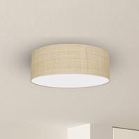 Euluna Plafondlamp Leano beige rond van rotan