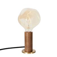 Tala tafellamp Knuckle, lamp van helder glas, walnoot