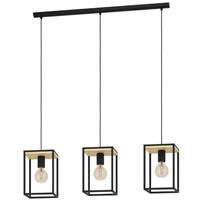 EGLO Hängeleuchte Libertad, Länge 88 cm, schwarz/holz, 3-flg.