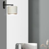 Euluna Wandlamp Jari stoffen kap, wit-goud