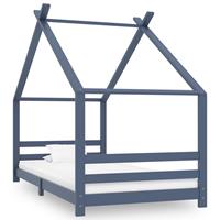 Kinderbedframe Massief Grenenhout Grijs 90x200 Cm