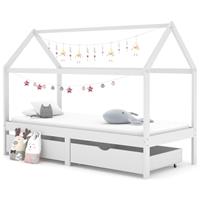 Kinderbedframe Met Lades Massief Grenenhout 90x200 Cm Wit