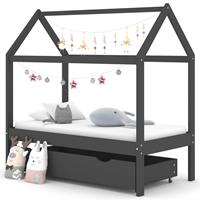 Kinderbedframe Met Lade Grenenhout Donkergrijs 70x140 Cm