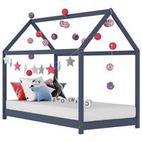 Kinderbedframe Massief Grenenhout Grijs 70x140 Cm