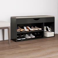 vidaXL Schuhbank mit Kissen Grau 104x30x49 cm Spanplatte 