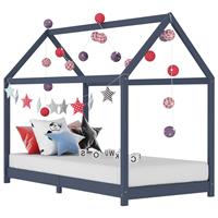 Kinderbedframe Massief Grenenhout Grijs 90x200 Cm