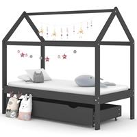 Kinderbedframe Met Lade Grenenhout Donkergrijs 80x160 Cm