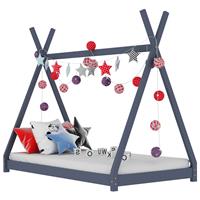 Kinderbedframe Massief Grenenhout Grijs 90x200 Cm