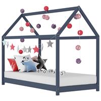 Kinderbedframe Massief Grenenhout Grijs 80x160 Cm