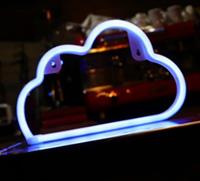 Groenovatie LED Neon Wandlamp Wolk, Op Batterijen en USB, 30x19x2cm, Blauw