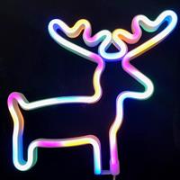 Groenovatie LED Neon Wandlamp Eland, Op Batterijen en USB, 28x25x2cm, Multicolor