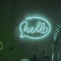 Groenovatie LED Neon Wandlamp Hello, Op Batterijen en USB, 31x19x2cm, Koel Wit