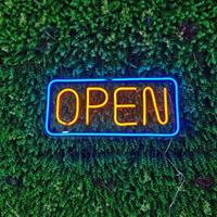 Groenovatie LED Neon Verlichting Bord OPEN, Incl. Adapter, 60x28cm, Oranje/Blauw