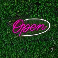 Groenovatie LED Neon Verlichting Bord Open, Incl. Adapter, 60x30cm, Paars/Wit
