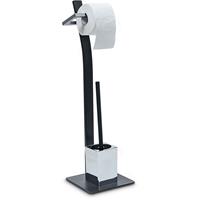 RELAXDAYS WC Garnitur GRAO HBT ca. 70 x 20 x 20 cm BÃ¼rstengarnitur grau mit KlobÃ¼rste und Rollenhalter Metall WC-StÃnder samt WC-BÃ¼rste schwarz und