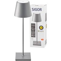 Sigor LED Akku-Tischleuchte Nuindie aus Aluminiumdruckguss in Grau IP54
