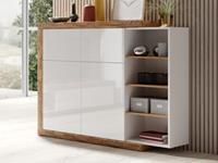 Mobistoxx Commode SINO 2 deuren 2 lades eik/hoogglans wit