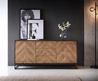 DELIFE Sideboard Famke 145 cm Mango Teak 2 TÃ¼ren 3 Schubladen