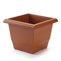 Forte Plastics Plantenbak terra cotta 31 x 31 x 24 cm - Bloembak vierkant van kunststof - Binnenmaat 30 cm