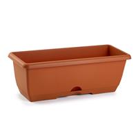 Forte Plastics Plantenbak terra cotta 40 x 20 x 17 cm - Bloembakken voor balkon railing in Terrabalkon stalen houder