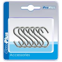 Pro Plus 6x S-haken/ophanghaken verchroomd staal 3 mm 2,9 x 1,3 cm - Ophanghaakjes tent/camper/caravan accessoires