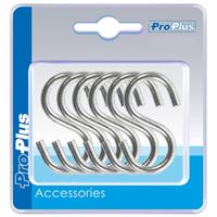 Pro Plus 6x S-haken/ophanghaken verchroomd staal 4 mm 4,4 x 2,1 cm - Ophanghaakjes tent/camper/caravan accessoires