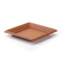 Forte Plastics Opvang schaal Plantenbak terra cotta met diameter 25 cm - Bloembak onderbord vierkant van kunststof