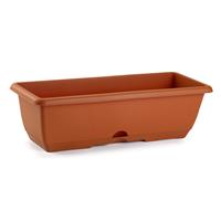 Forte Plastics Plantenbak terra cotta 60 x 20 x 17 cm - Bloembakken voor balkon railing in Terrabalkon stalen houder